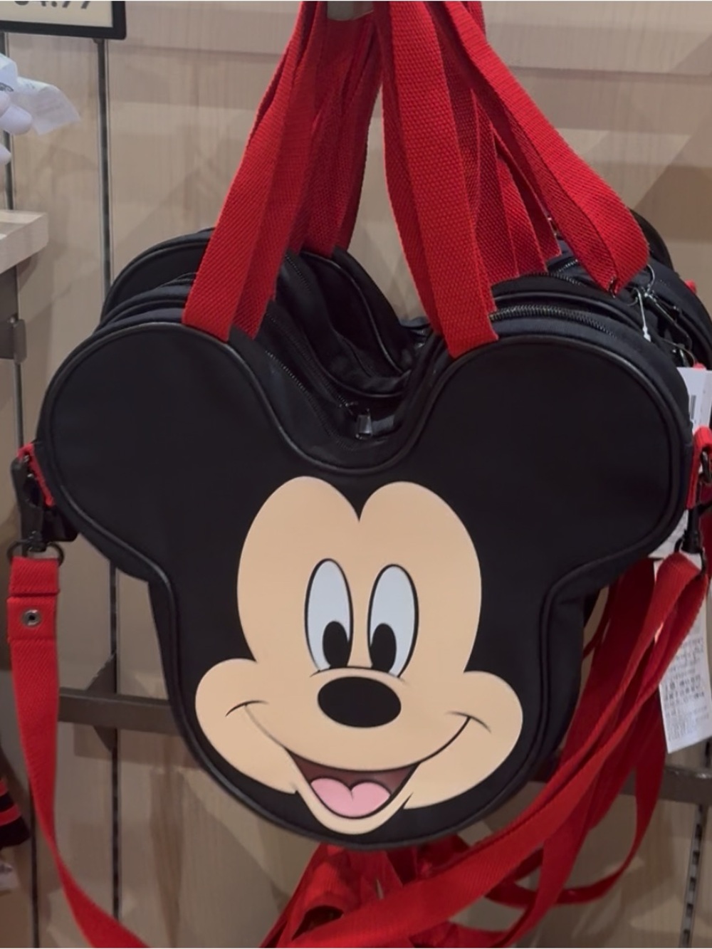 Mickey Mouse Black Crossbody Bag with Red Straps